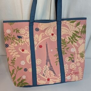Lancome X Atelier Ize Paris In Spring Floral Canvas Tote Pink Blue EUC